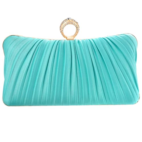 Image of Fashion Women's Evening Bags, Gold Silk Luxury Handbags with Chain Stylish Purses for Wedding Party