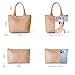 Woven Tote Bag for Women Fashion Woven Bags for Women Shoulder Bag Vegan Leather Handbags Large Work Travel Beach Tote Bags With Purse Apricot