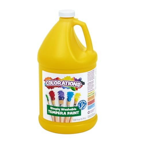 Colorations Paraben-Free Washable Tempera Paint for Kids - 1 Gallon Value Size. Vibrant Yellow Non-Toxic and Made in The USA