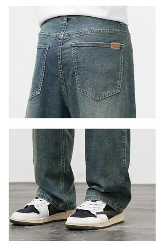 Men's Straight Vintage Jeans Soft Lyocell Trousers Personality Baggy Denim Pants3