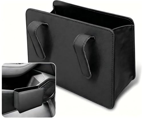 nvojeaf Car Trash Can, Leather Multifunctional Garbage Bin & Organizer, Foldable Waterproof Hanging Storage Box for Cent