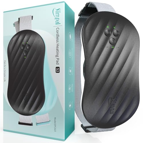 Slimpal Heating Pad for Period Cramps, Portable Heat Pad for Menstrual Period Pain Relief Electric Cordless Heating Belt w/ 4 Heat Levels for Back, Belly, Stomach, Black