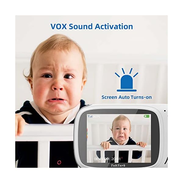 TakTark Babyphone mit Kamera, Baby Monitor 3.2'' Zoll Babyfon mit Ferngesteuerter Pan-Tilt Drehung Weitwinkel Kamera… – Bild 6