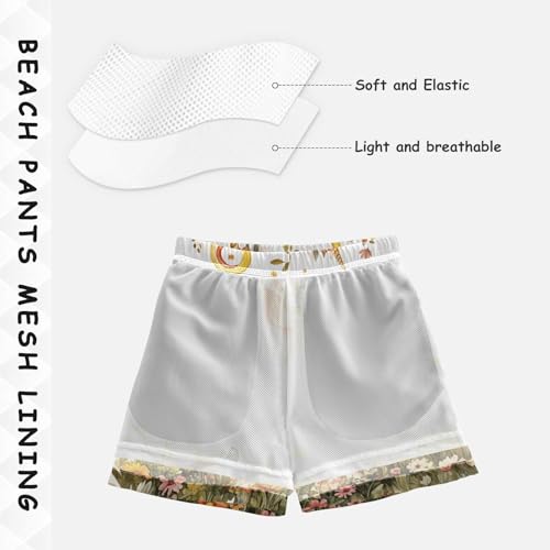 Pigsaly Boys Swim Trunks Little Unicorn Rose Boys Board Shorts Swimsuit Swimwear Summer Bathing Suit 4T4