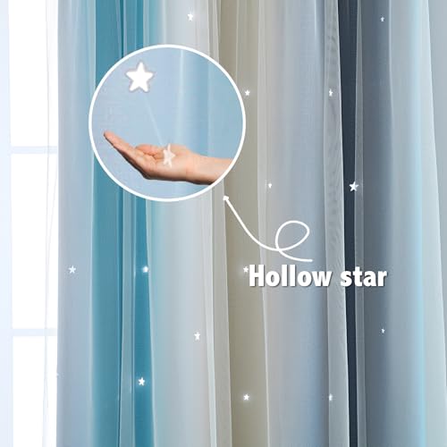 Image of Anytime Star Blackout Curtains for Girls Bedroom Kids Room,Blue