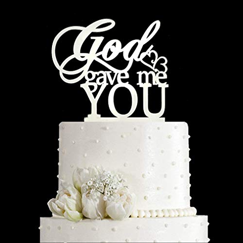 God Gave Me You Wedding Cake Topper for Wedding/Engagement/Marriage Party Decorations (Mirror Silvery Acrylic)