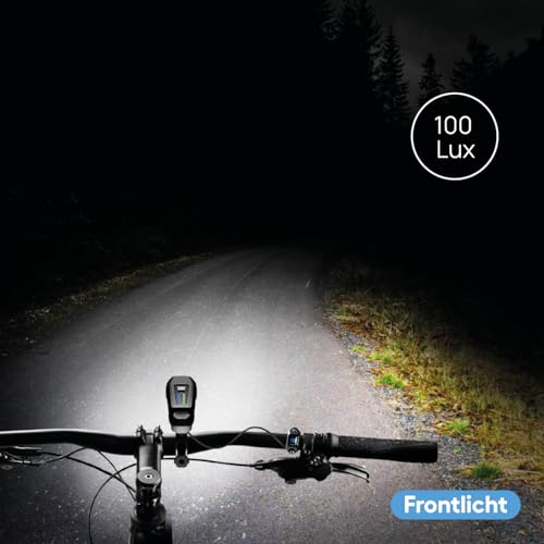 Fahrradscheinwerfer mit Fernlicht Fischer Akku Beleuchtungs-Set 100+80 Twin