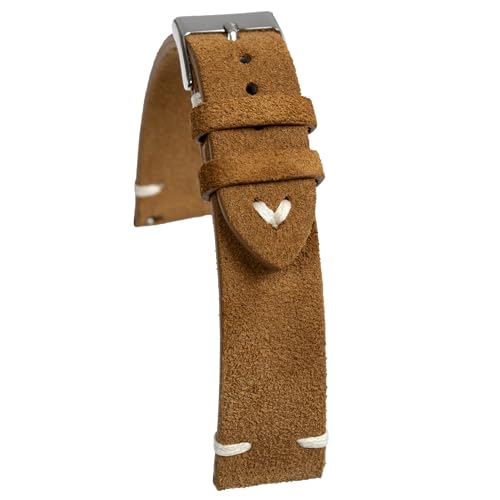 Correa de reloj de ante marrón con liberación rápida para estilo vintage en 20mm y 22mm