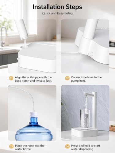 ChayWillow Electric Desktop Water Dispenser for 5 Gallon Bottle | 6-Level Water Output, Type-C Rechargeable, Low-Noise Operation, Wide Bottle Compatibility, Detachable Portable Design - image 9