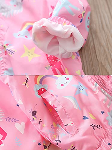 image for Little Hand Toddler Girls Unicorn Spring Fall Outerwear Windbreaker Ra