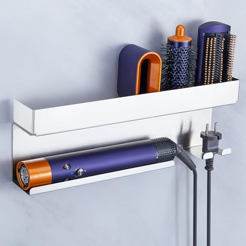 WAYASI Blow Dryer Holder Wall Mounted Hair Straightener Holder, Blow Dryer and Curling Iron Holder for 7 in 1 Styler Attachments, Hair Dryer Holder, Bathroom Hair Tools Organizer (Silver) by WAYASI - Used condition - Image 7
