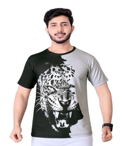 Image of Vintage Animal T Shirt for Men 3D Fierce Leopard Print T Shirt /Summer Short Sleeve Holiday T-Shirts Loose Clothing O-Neck Pullover /Cheetah Printed Attractive T Shirt