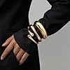 GoldGifts Chunky Gold Bangle Bracelets Stack for Women Non Tarnish, Thick 14k Gold Plated Big Stackable Bangles Set, Trendy Large Statement Stacked Cuff Bracelet Fashion Jewelry Gifts #4