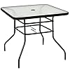 S afstar bistro table outdoor square dining coffee table with umbrella hole tempered glass tabletop outdoor patio pub table for patio garden poolside balcony backyard 32l x 32w x 28h  urban country home decor