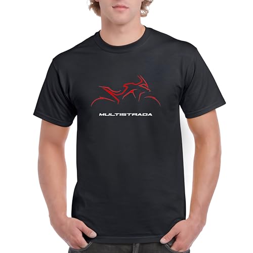Genérico Camiseta Negra para Fans de Multistrada Diseño de Moto Roja Estilo Casual 100% Algodón Regalo para Amantes de Motos (XL)