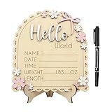 Anuncio del nacimiento de un niño – recuerdo emocional y único | placa de madera con nombre de nacimiento | cartel de anuncio para el hogar, maternidad, cumpleaños, Acción de Gracias, Navidad,