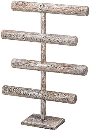 MOOCA 4-Tier Wooden Jewelry Display, Jewelry Stand, Bracelets, Necklaces, Watches, Bangles Holder Stand, Accessory Display Storage Organizer, Antique White Color