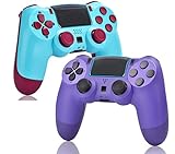 AUGEX 2 Pack Game Controllers Compatible for PS4,Wireless Controller Work with Playstation 4 Console;AUGEX Remote Control with Two Motors Game Joystick(Berry and Purple)