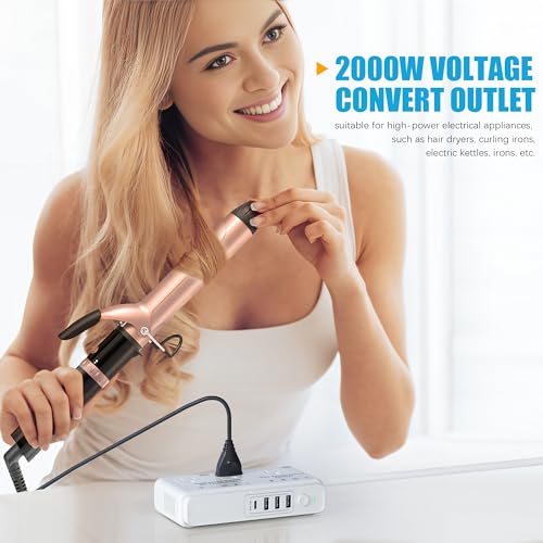 Kruuue KRUUUE-01 220V To 110V Travel Voltage Converter: International Universal Voltage Converter Us To Europe Power Strip Plug Transformer thumb #2