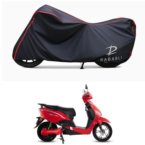 Image of Waterproof Bike Body Cover Compatible for | Hero Electric Optima CX | Taffeta Fabric, Red Piping Design, Bottom Elastic Fit | Dustproof, Sun UV & Rain Protection for All Bikes