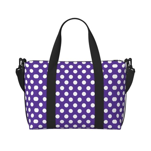 Travel Duffle Bags For Women Men - Plum Polka Dot Print Personal Item Weekender Overnight Gym Carry On Airport Tote Bag With Strap For Yoga, Travel, Business Trips