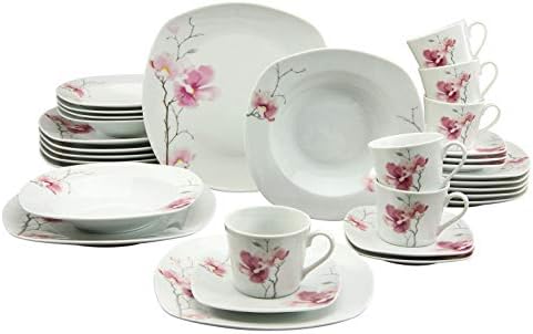 CreaTable 20195, Serie Amelie Aiko, Porcelain, Combination Service 30 Pieces, Multicoloured Set, Multi-Colour