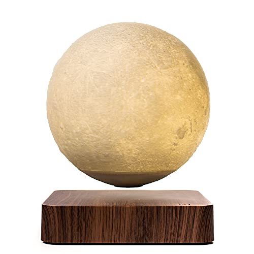 Levitating Lunar Levitating Moon Lamp - Floating, Rotating, Magnetic LED Moon Globe, 3D Printing, for Home Office, Bedroom, Living Room, 3 Color Modes w/ Touch Sensor & Square Base 5.25"x7â€
