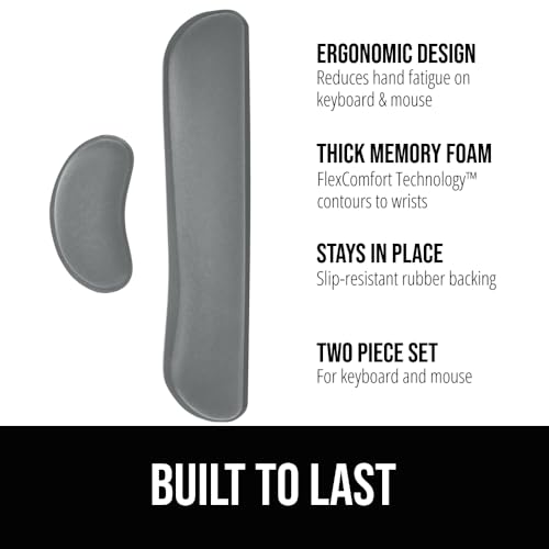Image of GORILLA GRIP Silky Gel Memory Foam Wrist Rest for Computer Keyboard, Mouse, Ergonomic Design for Typing Pain Relief, Desk Pads Support Hand and Arm, Mousepad Rests, Stain Resistant, 2 Piece Pad, Gray