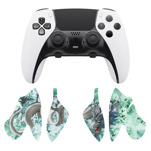 Image of PlayVital Anti-Skid Sweat-Absorbent Controller Grip for ps5 Edge Wireless Controller, Textured Soft PU Handle Grips Anti Sweat Protector for ps5 Edge Controller - Jade Dragon-Cloud Dominator