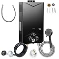 Tankless Water Heater Propane 4.21GPM 16L, Outdoor Portable Gas Hot Water Heater with Digital Display, Multi-Protection Instant Propane Shower for Camping Trips, RV and Boat Cabins (Black)