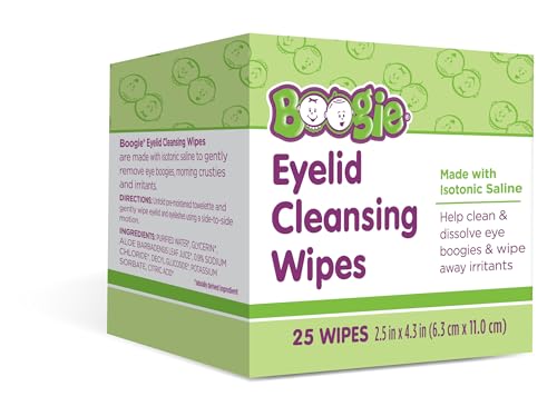 Image of Boogie Eyelid Cleansing Wipes for Baby, Kids & Adults, Made with Isotonic Saline, Individually Wrapped, 25 Ct