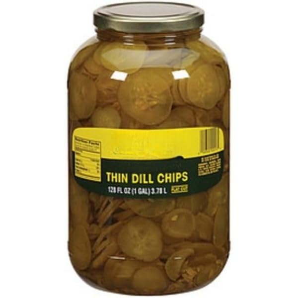 Thin Dill Pickle Chips – Crunchy, Tangy Pickles for Sandwiches, Burgers, Salads, and Cooking, Ready-to-Use Sliced Pickles for Quick Meal Prep - gallon - NET ET [ 128 OZ, 8 LB ]