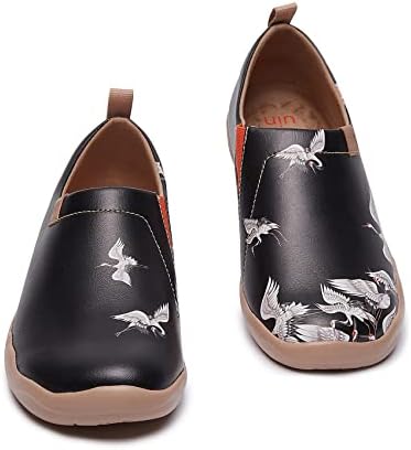 UIN Women's Walking Travel Shoes Slip On Microfiber Leather Casual Loafers Lightweight Comfort Fashion Sneaker Crane in Dark (8) — view 4