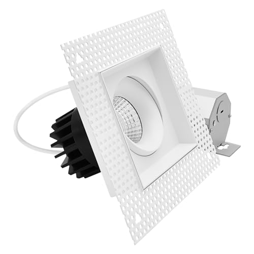 LUXRITE 1-Head Regressed Trimless Gimbal LED Recessed Spotlight, 360°+15° Swivel