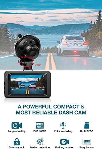 Dashcam【2022 New Version】Dash Camera For Cars 1080P Full Hd Dvr Dashboard Camera 3"Ips Screen Driving Recorder 170°Wide Angle Lens Night Vision G-Sensor Loop Recording Motion Detection Parking Monitor #TOP5