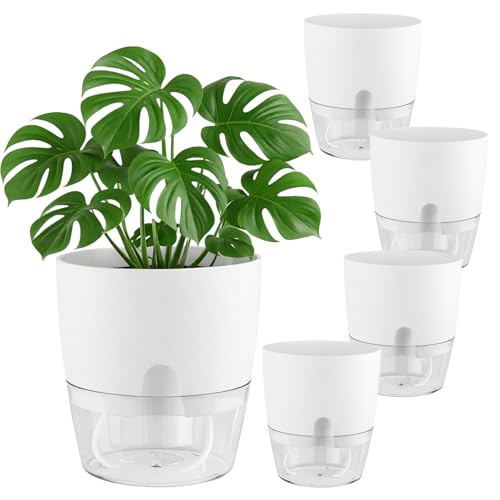 Planterhoma 5 Pack Self Watering Plant Pots