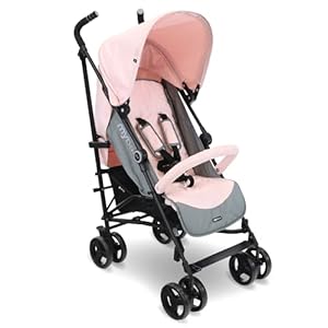 My Babiie MB02 Stroller – from Birth to 4 Years (22kg), Lightweight & Compact Umbrella Fold, Travel Buggy for Toddlers – Pink & Grey