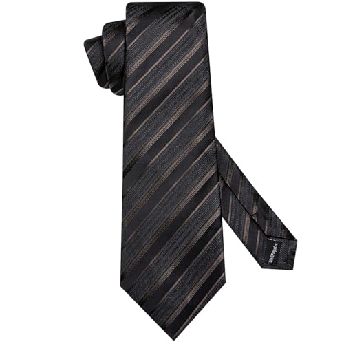 Image of Hi-Tie 70 inches Ties for Men Silk Extra Long Necktie and Pocket Square Cufflinks Set Men Big and Tall Tie Business
