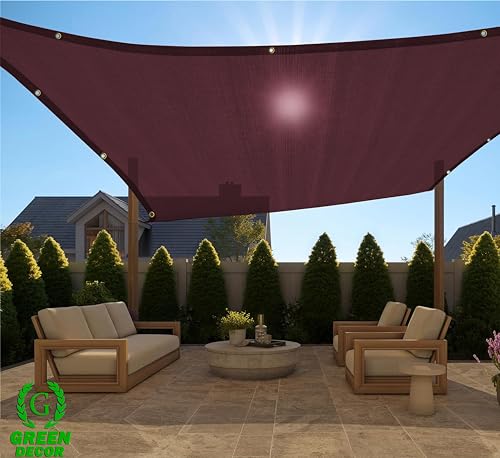 Image of HDPE Fabric Self Fold with SS Eyelet Sun Shade Sails 85-90% Protection from Sun & UV Rays Ideal for CarParking,Outdoor Garden,Balcony,Tent(Burgundy Color, 14 X 23 Feet) Pack of 1 Pc