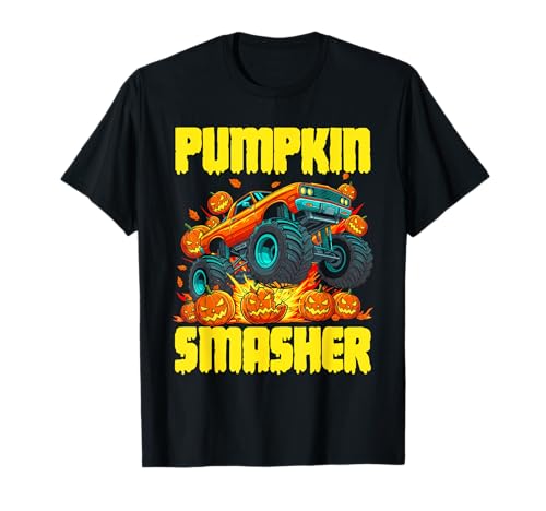 Pumpkin Smasher Halloween Monster Truck for Toddler Boys T-Shirt