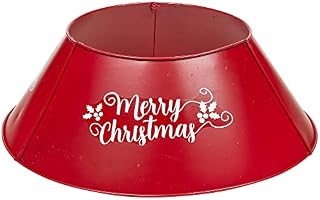 Metal Christmas Tree Skirt Base Xmas Decoration Cover Festive Decor Party Décor (Red)