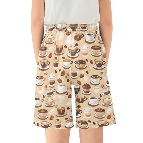 ALAZA Sweet Coffee Bean Pajama Shorts Elastic Waist Casual Sleep Shorts with Pockets Size 6-142