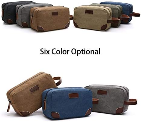 IBLUE Toiletry Bag Leather and Canvas Travel Dopp Kit Bathroom Shaving Organizer for Men&Women Travel Accessories,B03 (KHAKI) 5 IBLUE Toiletry Bag Leather and Canvas Travel Dopp Kit Bathroom Shaving Organizer for Men&Women Travel Accessories,B03 (KHAKI)