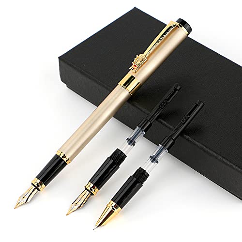 Recopilación de Plumas escribir disponible en línea. 41 Juego de pluma estilográfica,Pluma estilográfica ultra elegante,Punta de iridio,Incluye 3 puntas de acero de diferentes espesores,diseño clásico,con convertidor (Dorado)