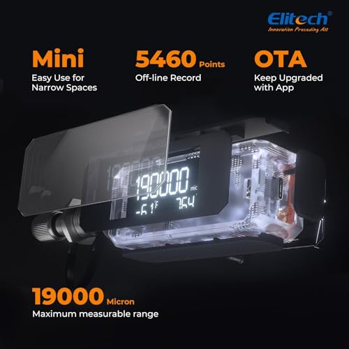 Elitech VGW-Mini HVAC Vakuummeter, hochpräzises digitales Vakuummessgerät mit Ölfilterschutz, unterstützt mehrere Einheitenanzeige, ideal für Klimaanlagen- und Kühlsysteme