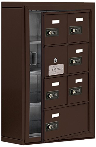 Salsbury Industries 19145-07ZSC Cell Phone-Access Panel-4 Unit Surface Mounted-Resettable Combo Locks with 5-Inch Diameter Compartments, Bronze Cover