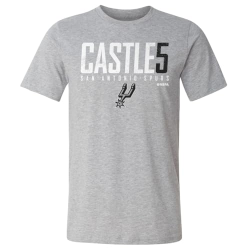 500 LEVEL Stephon Castle San Antonio Spurs Shirt - Stephon Castle San Antonio Spurs Elite WHT (Heather Gray, Large)