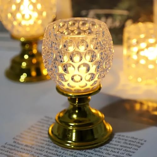 Image of VERVENIX Tea Light Candle Holder Pack of 2, Warm White| Flameless & Smokeless Home Decorative Candles - Transparent Acrylic LED Tea Light Candles for Christmas, Festivals