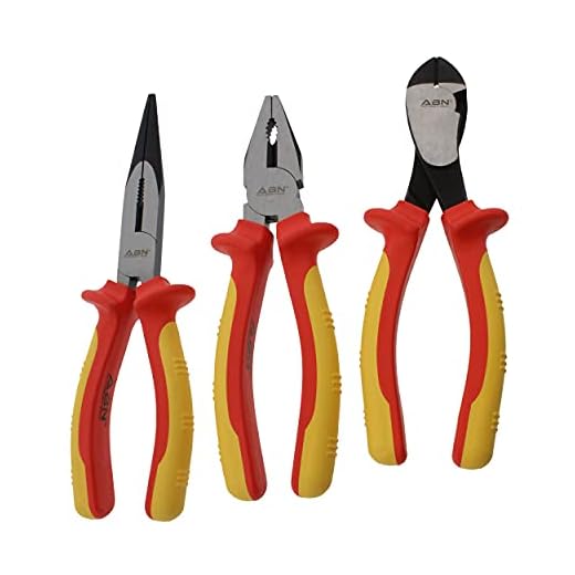 ABN Insulated Pliers Set 3-Piece Wire Stripping and Crimping Tool Electrician Pliers Stripper Crimper Wire Cutter Kit