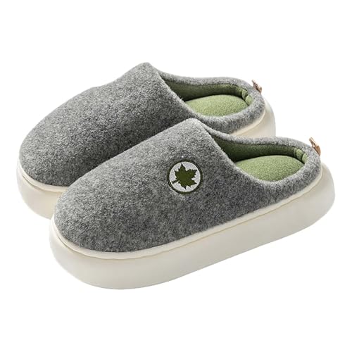 Generisch Zapatillas de estar por casa para mujer, con plataforma, para invierno, cómodas, antideslizantes, unisex, acogedoras para el invierno, suaves, cómodas, gris, 36 EU